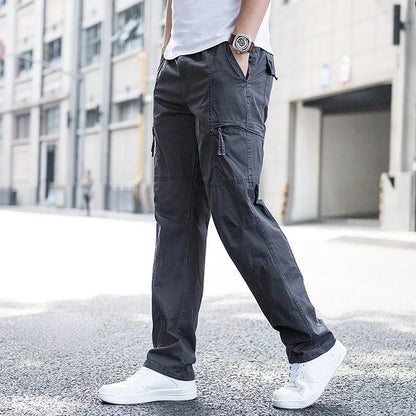Multi-pocket men's cargo pants for ultimate everyday utility, offering a comfortable, relaxed fit & practical style.