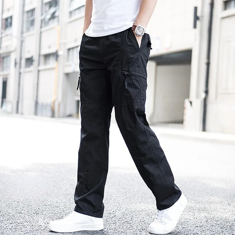 Versatile men's cargo pants featuring a comfortable, relaxed fit and multiple pockets for everyday utility.