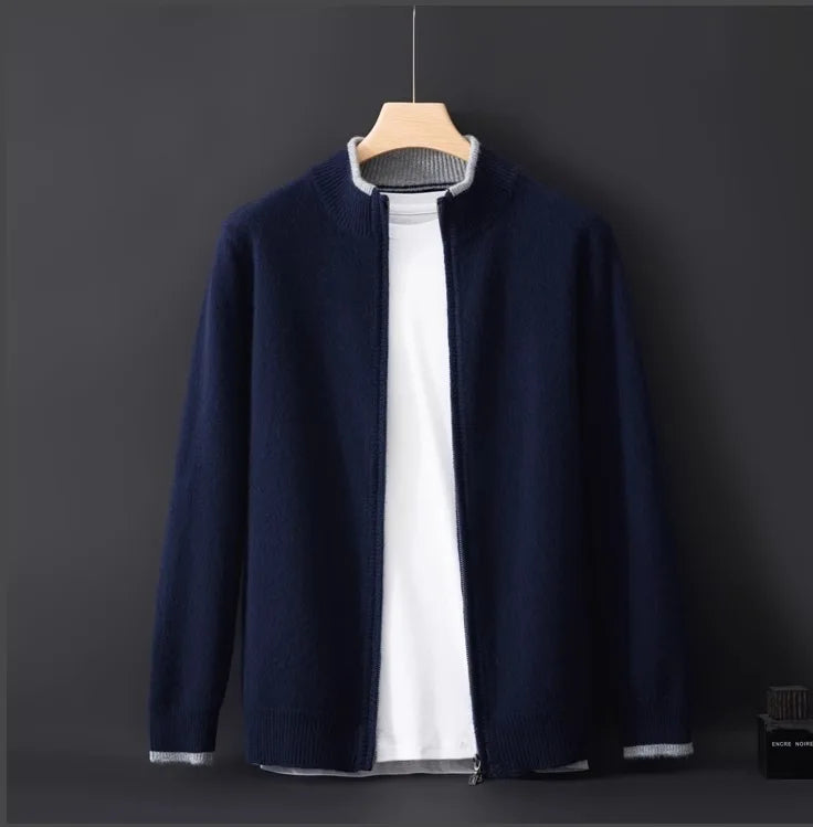 Men's casual full-zip jacket cardigan, warm outerwear for fall & winter. Versatile and comfortable.