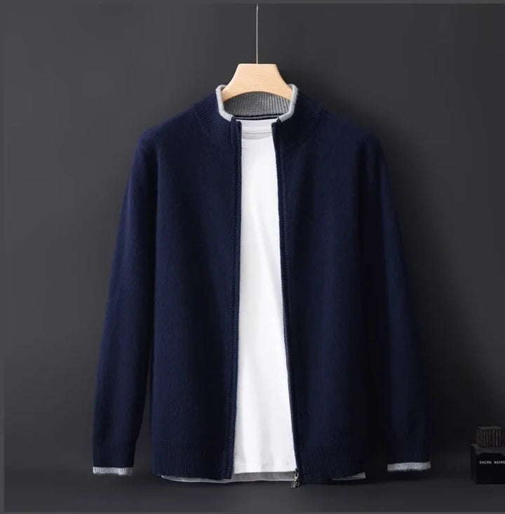 Men's casual full-zip jacket cardigan, warm outerwear for fall & winter. Versatile and comfortable.