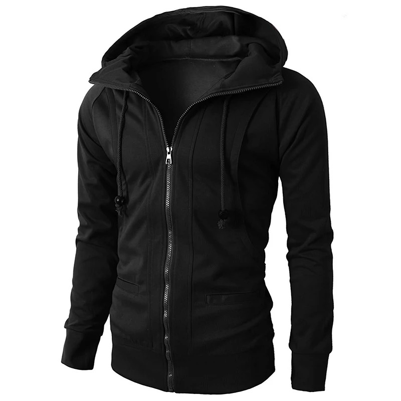 Comfortable men's full-zip hoodie with drawstring, ideal for casual layering or activewear. Soft & stylish.