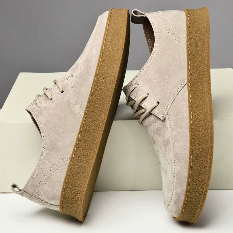 Classic beige men's walking shoes, ideal for versatile everyday wear and comfort.