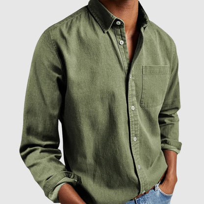 Men's everyday versatile button-down shirt, long sleeve, perfect for layering or standalone smart casual style.