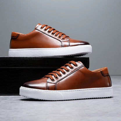 Comfortable men's minimalist low-top sneakers, perfect for versatile everyday wear & polished casual looks.