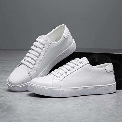 Versatile men's dress sneakers; low-top design suitable for smart casual & everyday minimalist footwear.