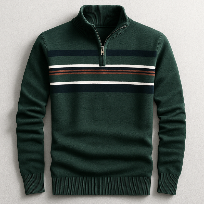 Stylish men's quarter-zip pullover. Perfect for smart casual occasions & layering in fall fashion.
