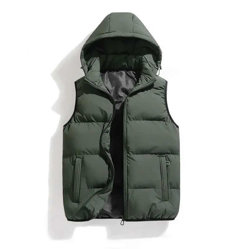 Functional men's utility vest, quilted for warmth & layering. Ideal outerwear for transitional seasons & outdoor activities.