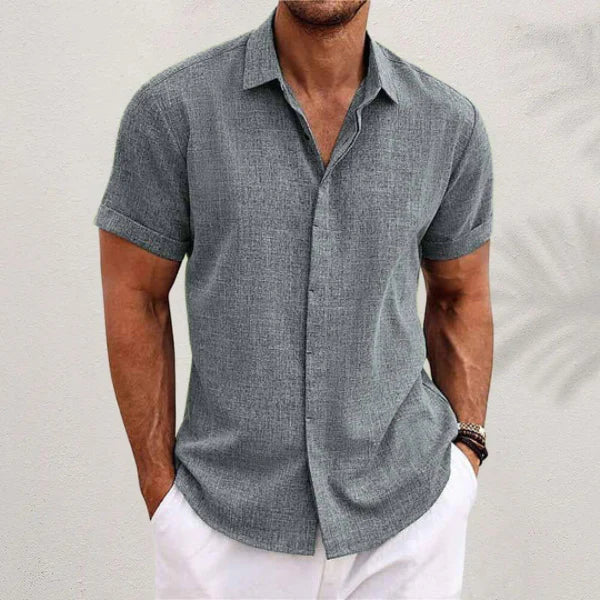 Fashionable men's short-sleeve collared top, a smart casual staple for warmer days.