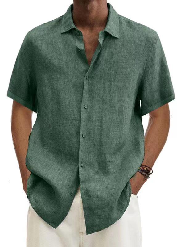 Elegant men's versatile collared shirt, short-sleeved for smart casual or daily wear.