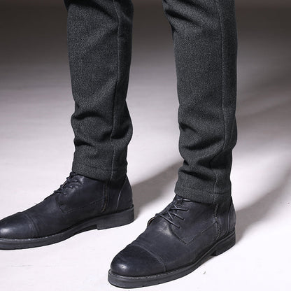 Stylish dark gray men's slim fit stretch pants, offering all-day comfort and versatility.