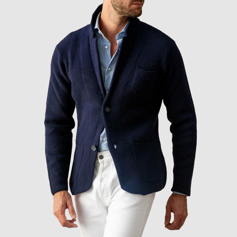 Tailored fit men's blazer jacket, comfortable & modern for business casual or versatile everyday wear.