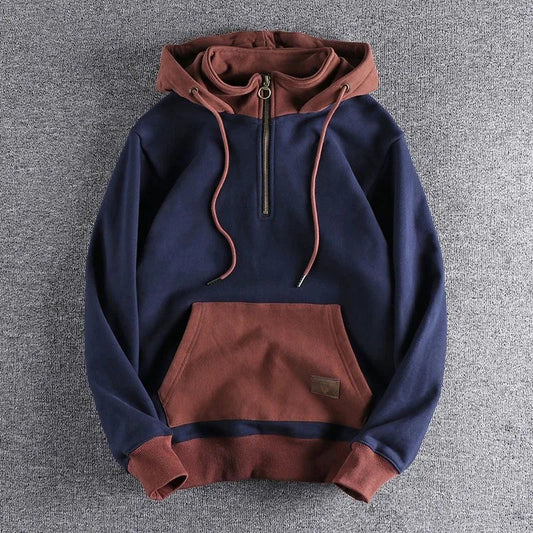 Men's versatile two-tone quarter-zip hoodie. Perfect for casual wear & everyday urban style.