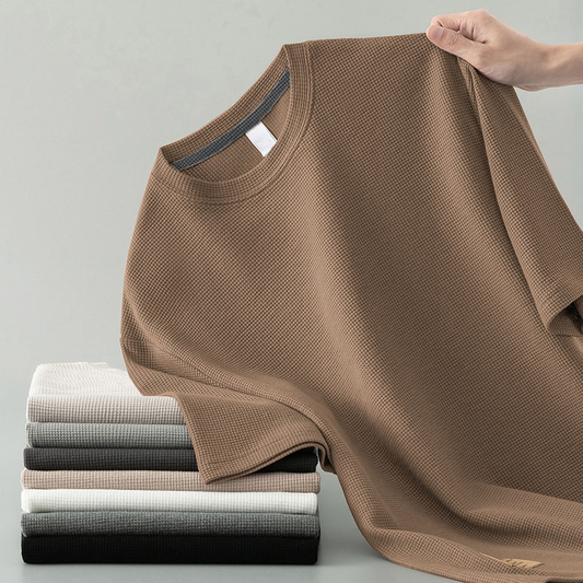 Men's versatile waffle knit long sleeve tee in a relaxed fit, perfect for casual everyday comfort and style.