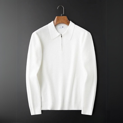 Comfortable long-sleeve men's versatile waffle knit shirt with a quarter-zip, designed for effortless everyday fashion.
