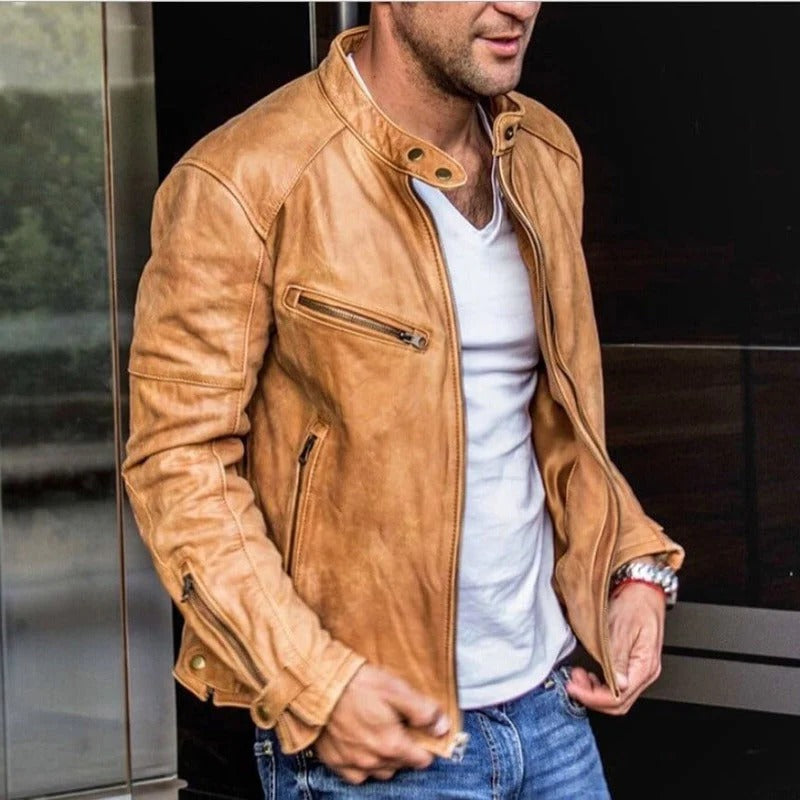 Elegant men's all-season weatherproof jacket. Timeless design ensures comfort & style for any occasion.