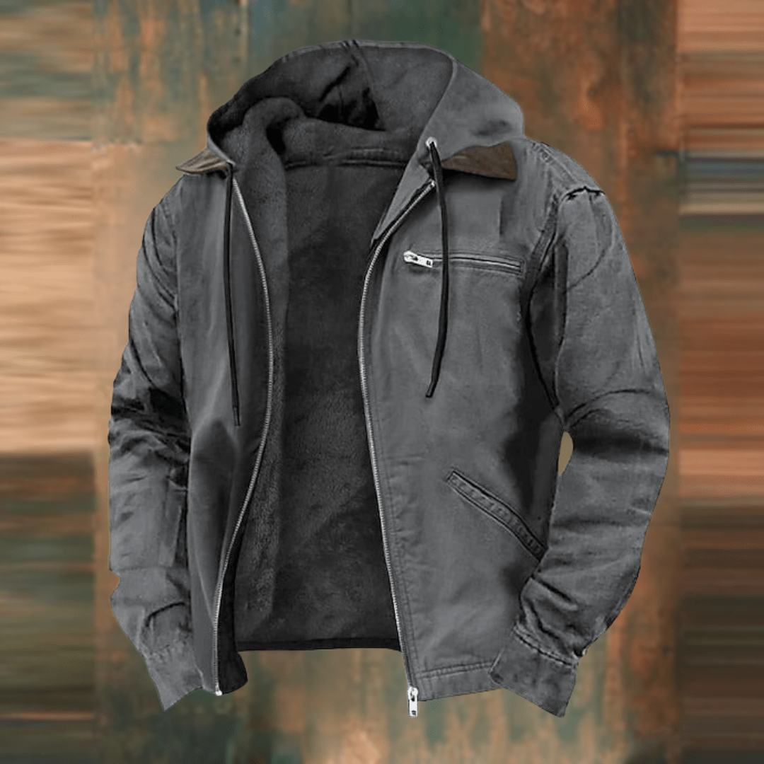 Durable men's vintage fall jacket, perfect for stylish layering & autumn casual wear. Classic menswear.