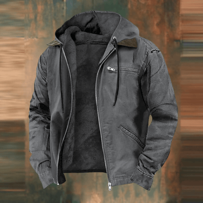 Durable men's vintage fall jacket, perfect for stylish layering & autumn casual wear. Classic menswear.