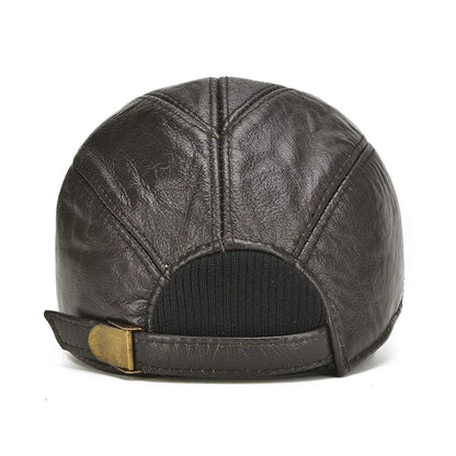 Durable men's leather baseball cap in vintage brown. Timeless style headwear for daily wear.