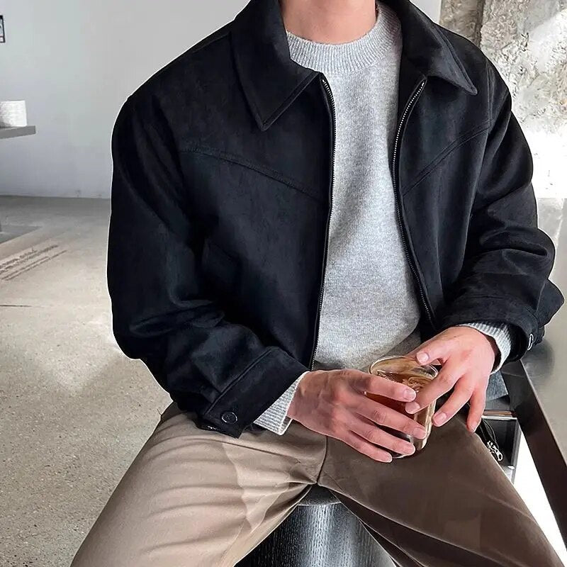 Men's fashion vintage zip jacket, casual style. Versatile everyday outerwear for a modern layered look.