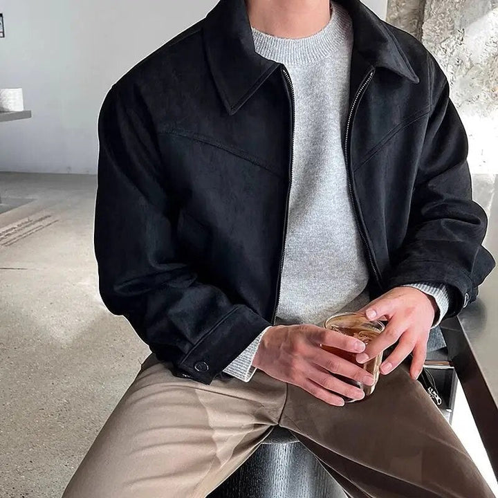Men's fashion vintage zip jacket, casual style. Versatile everyday outerwear for a modern layered look.