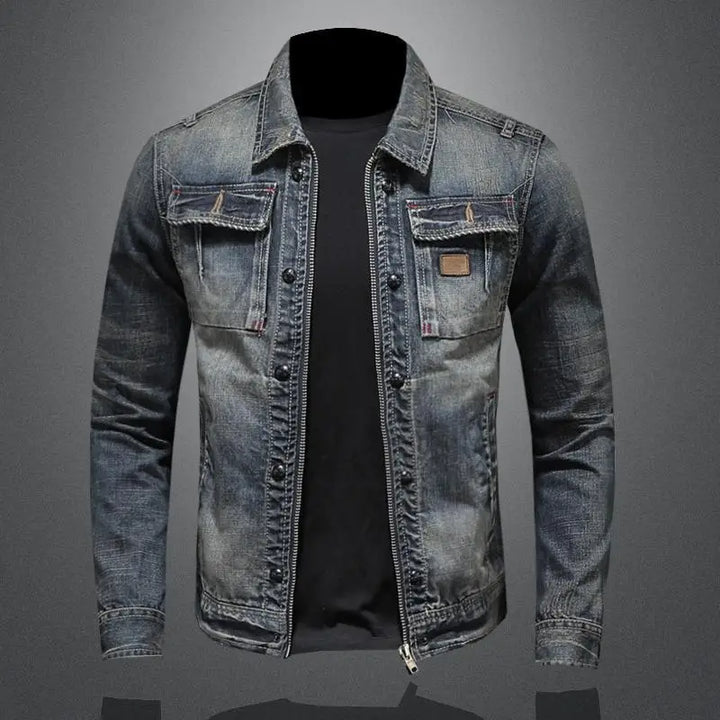 Men's vintage denim jacket, classic retro style. Perfect for casual everyday wear & transitional seasons.