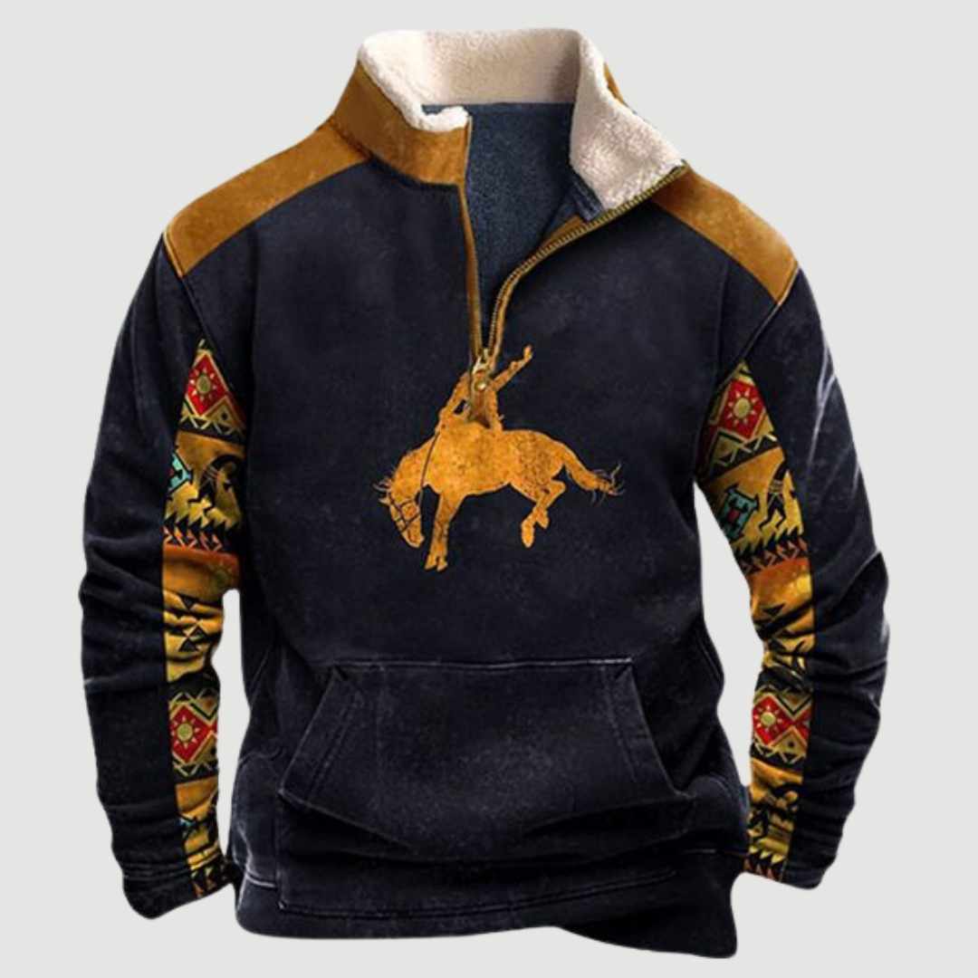Durable men's vintage fleece zip pullover, offering warmth & style for everyday winter wear.