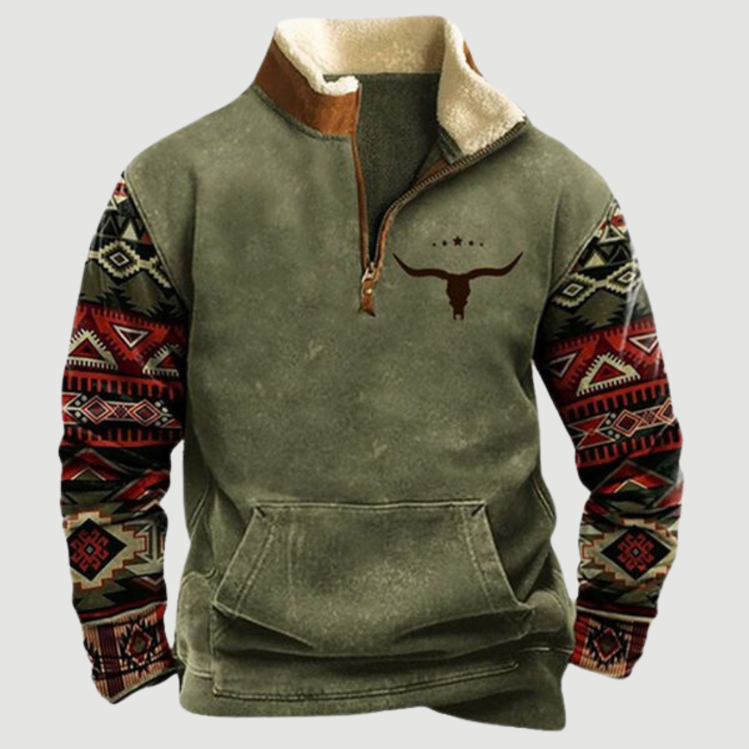 Men's classic vintage fleece zip jumper, providing ultimate warmth & comfort as a winter pullover.