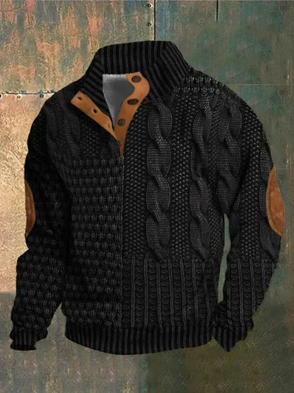 Everyday comfort men's vintage knit jumper. Retro long sleeve pullover, perfect for fall and winter warmth.