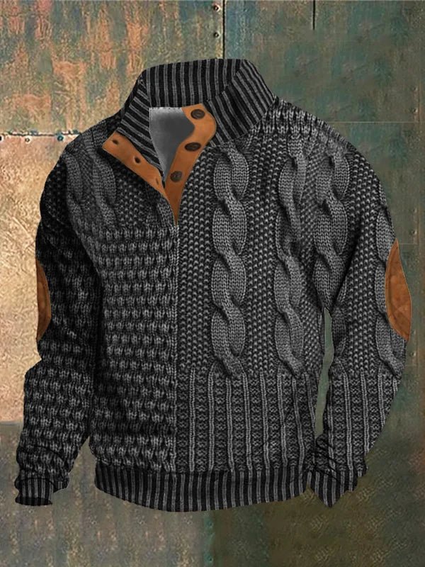 Stylish men's vintage knit jumper, a retro pullover offering comfort and warmth for fall and winter apparel.