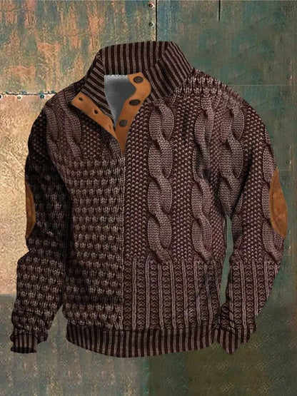 Cozy men's vintage style knit jumper. Retro long sleeve pullover, perfect for everyday fall and winter wear.