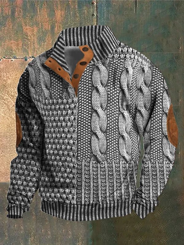 Men's vintage knit jumper with a retro design. Comfortable, warm long sleeve sweater for fall/winter fashion.