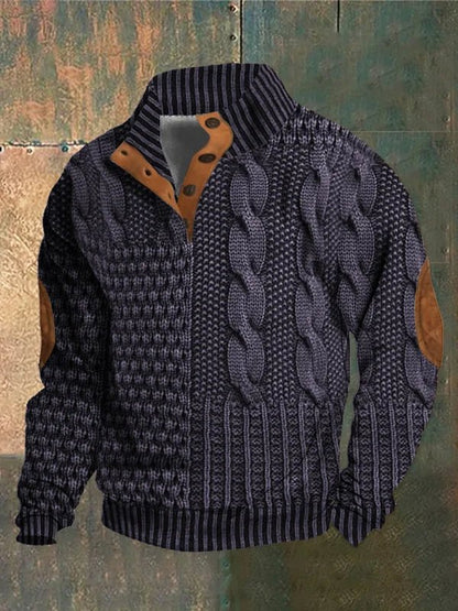 Retro men's vintage knit jumper. A stylish, cozy pullover ideal for everyday comfort during fall and winter.