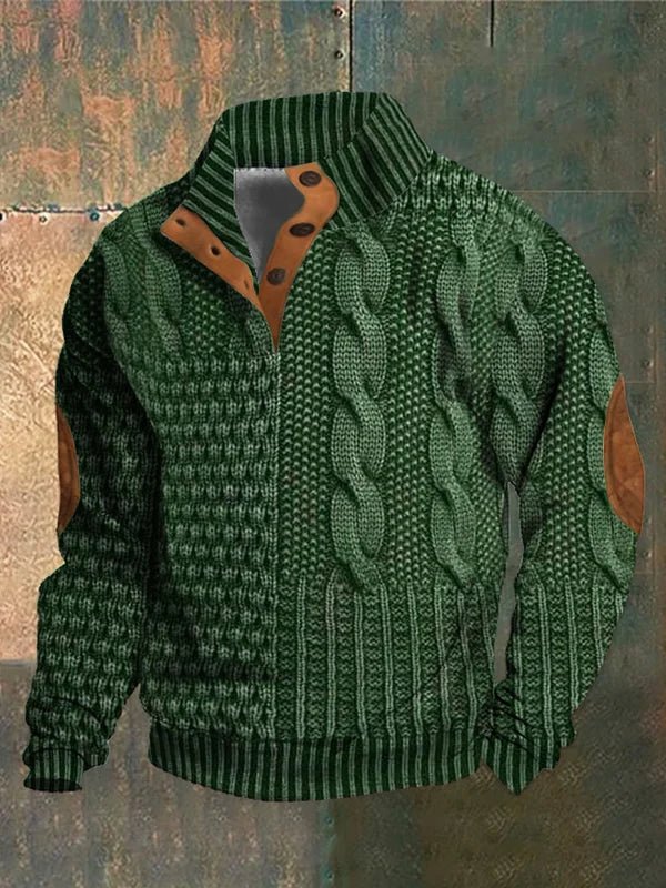 Men's vintage knit jumper, a cozy retro pullover. Stylish and warm apparel for fall and winter casual wear.