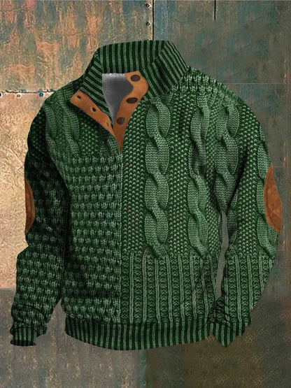 Men's vintage knit jumper, a cozy retro pullover. Stylish and warm apparel for fall and winter casual wear.