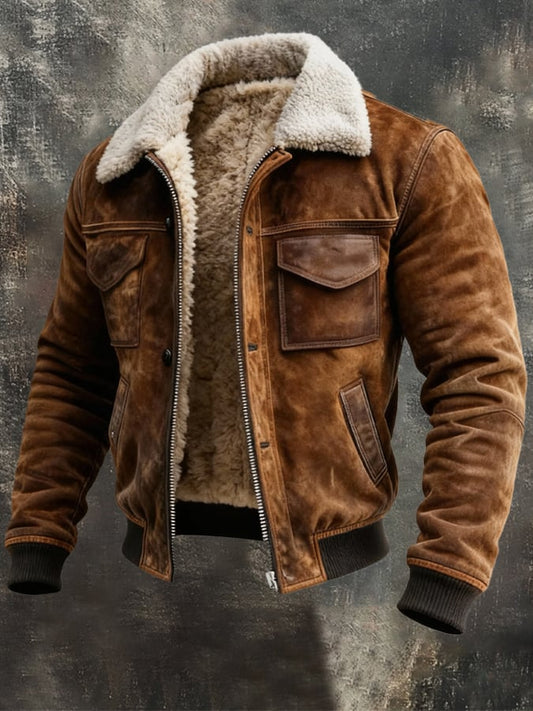 Men's vintage style sherpa lined jacket, perfect for warm, durable winter outerwear in cold weather.