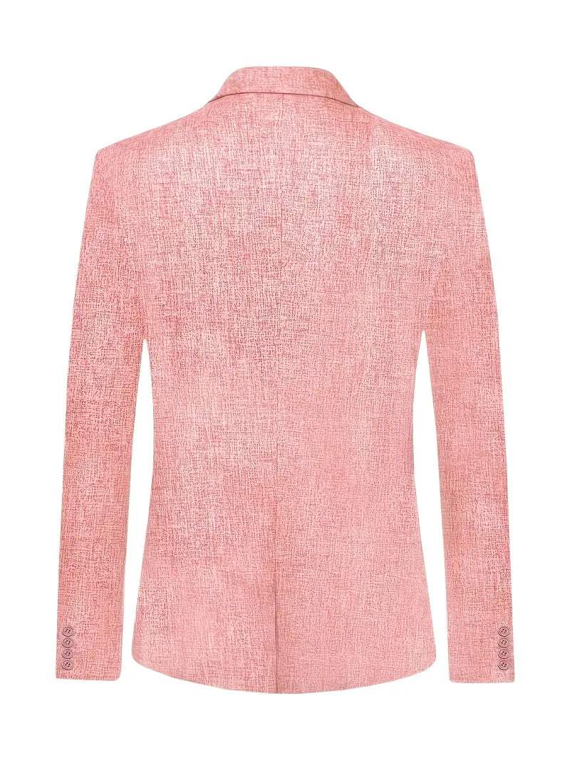 Sophisticated men's single-breasted blazer for smart-casual events, offering a timeless vintage look.