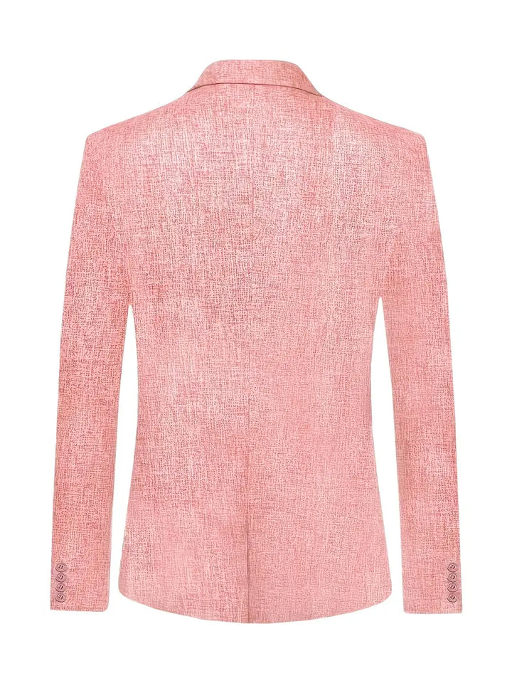 Sophisticated men's single-breasted blazer for smart-casual events, offering a timeless vintage look.