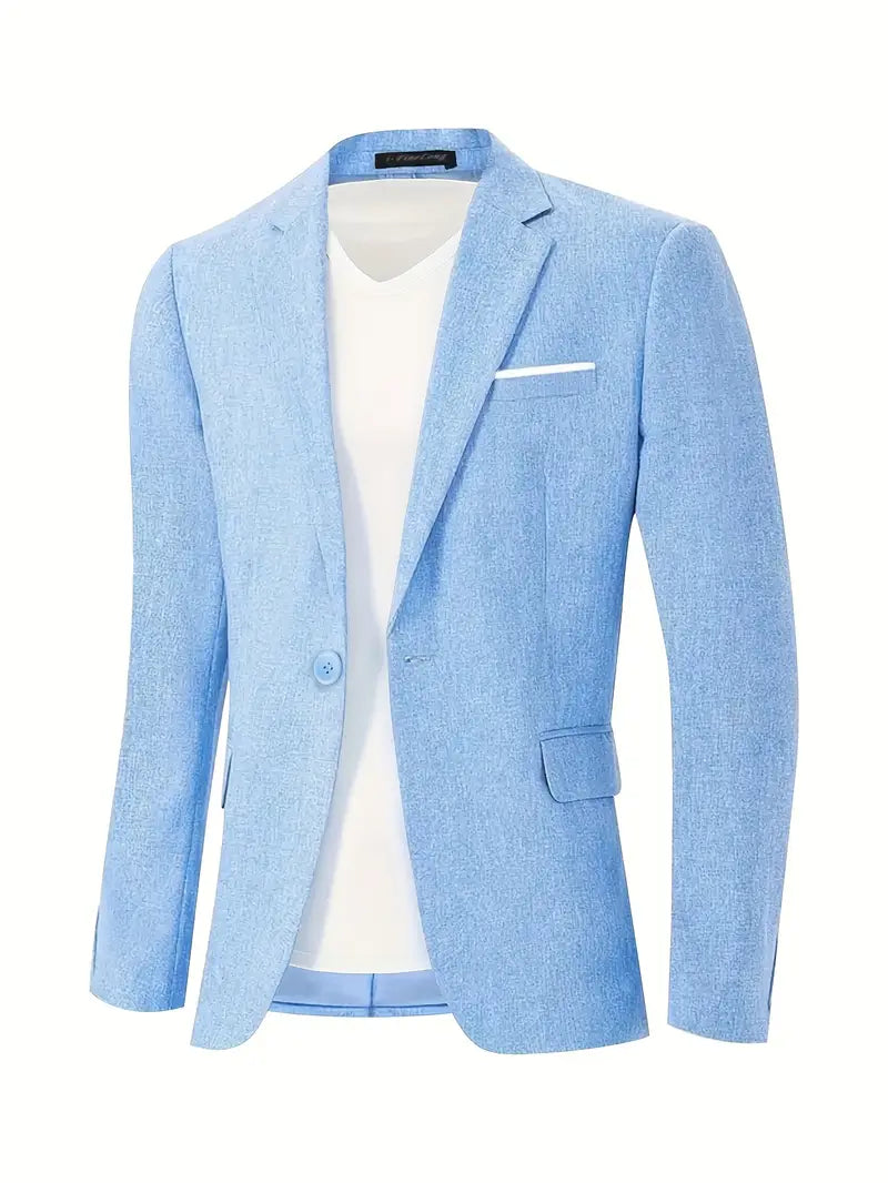Men's smart-casual blazer, vintage style, suitable for summer fashion events and a polished look.