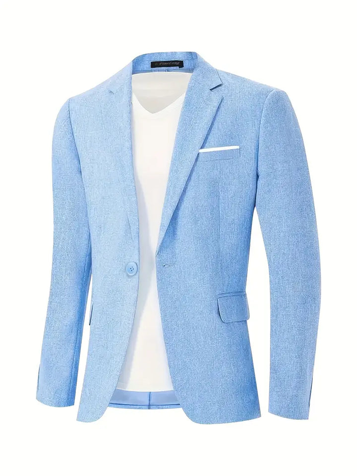 Men's smart-casual blazer, vintage style, suitable for summer fashion events and a polished look.