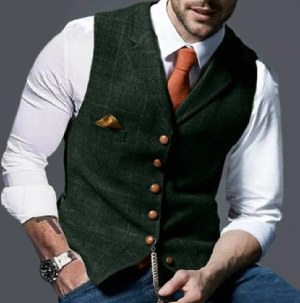 Timeless menswear vest, ideal for adding a touch of vintage charm to any formal or casual outfit.