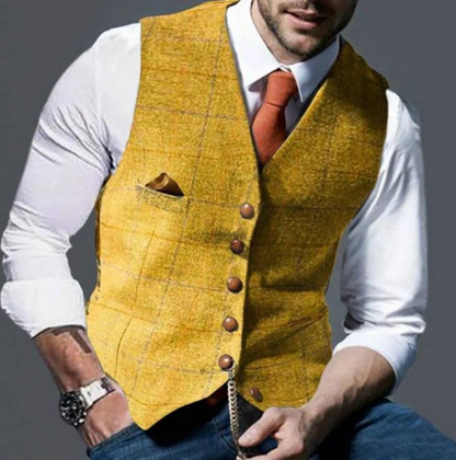 Versatile men's vintage vest, a classic fashion choice for smart formal wear or casual elegance.