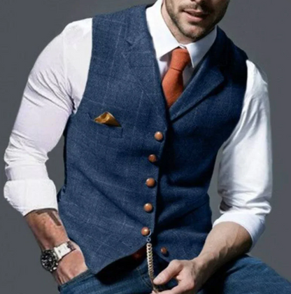 Classic men's waistcoat for elegant layering, perfect for achieving a refined vintage style outfit.
