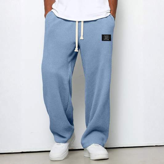 Men's waffle knit comfort trousers, relaxed fit with a functional drawstring waist.