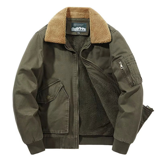 Men's warm aviator bomber jacket, perfect for cold weather. Stylish & durable winter outerwear.