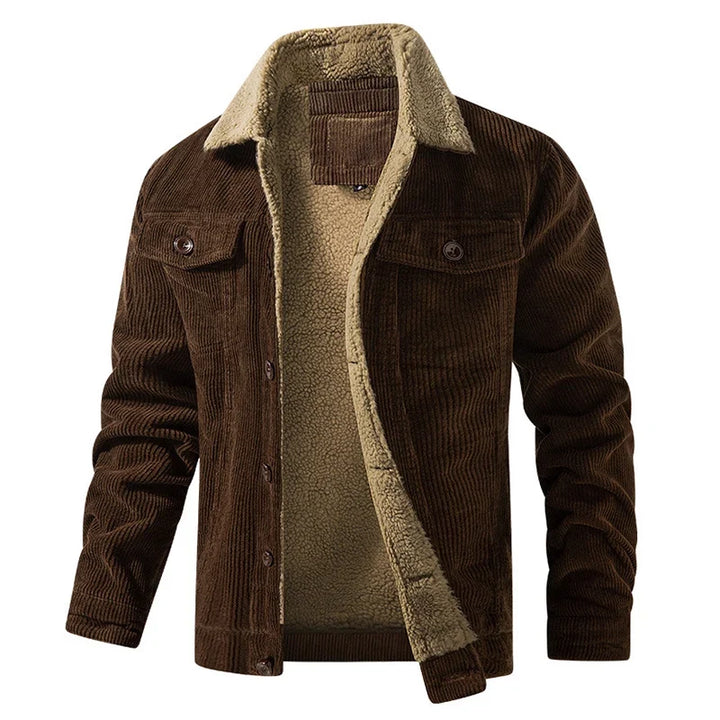Relaxed fit men's comfort jacket, a stylish collared outerwear piece for cooler weather.