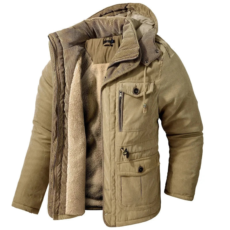 Stylish men's casual insulated parka, offering superior warmth & protection against harsh cold weather.