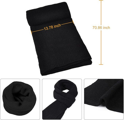 Victor men's warm beanie, long knit scarf & gloves. Ideal for winter sports & daily wear.