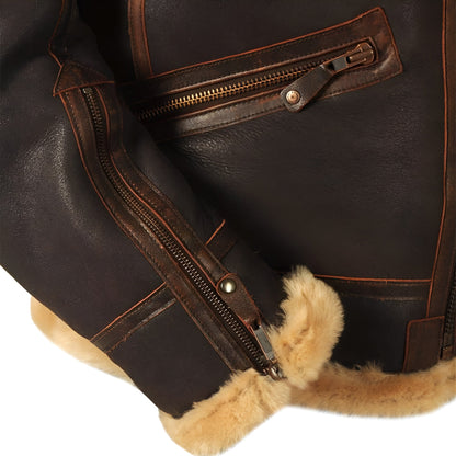 Stylish men's warm pilot jacket. Classic aviator style winter outerwear with zipper, ideal for men's fashion.