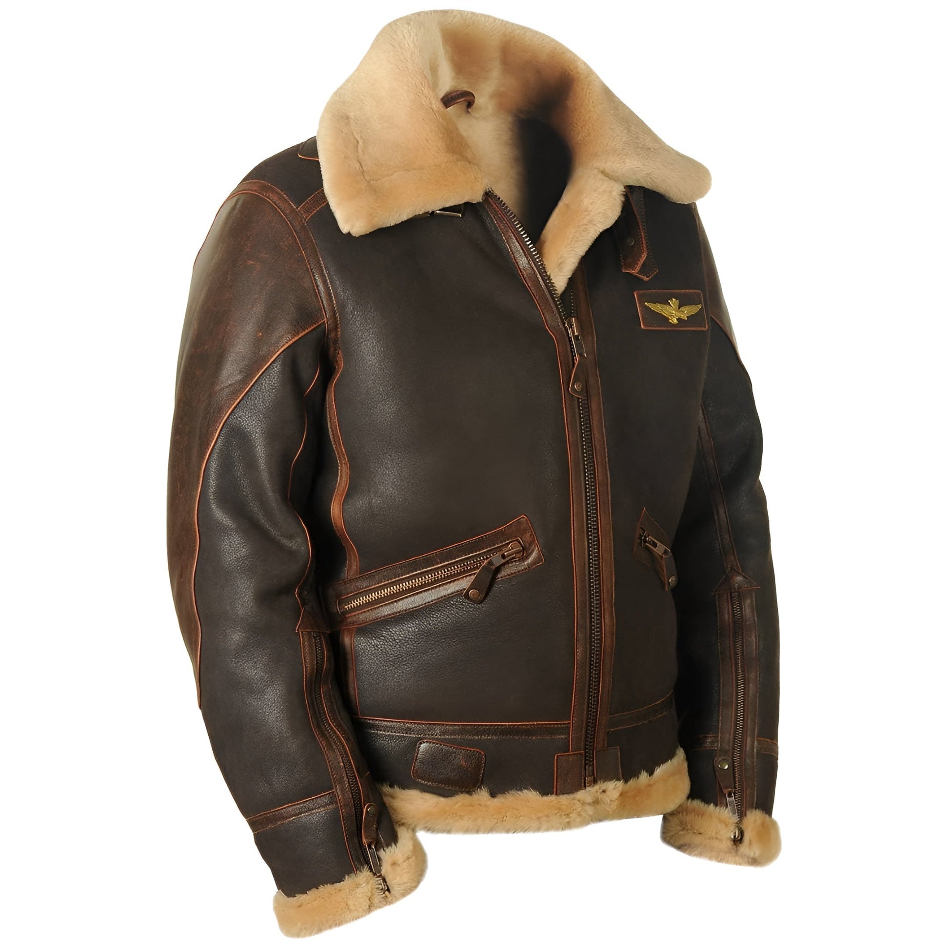 Men's casual pilot jacket, classic aviator style. Comfortable warm winter outerwear, ideal for everyday men's fashion.