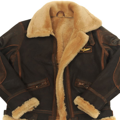 Classic men's aviator pilot jacket, timeless style. Warm winter outerwear, essential casual coat for men's fashion.